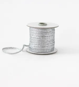 Braided Metallic Ribbon | By the yard - Silver - 1/8"