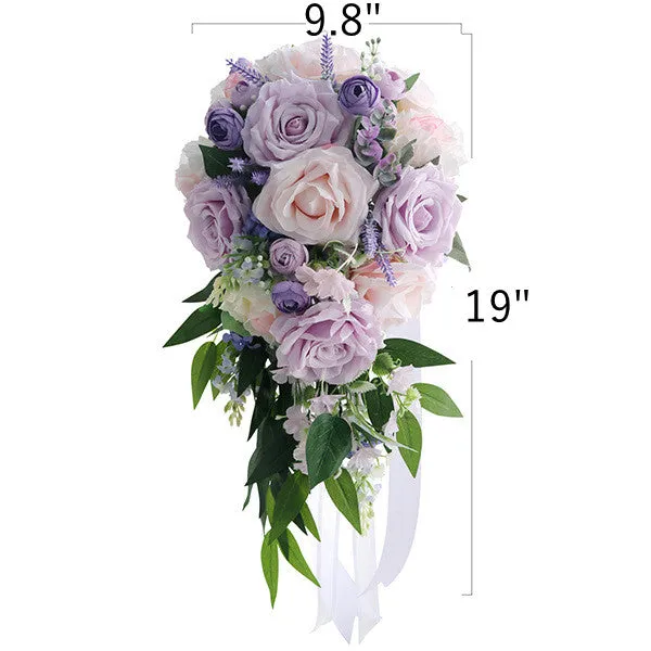 Bulk Cascading Peony Pink and Purple Lilac Wedding Bouquet Wholesale