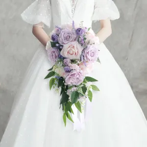 Bulk Cascading Peony Pink and Purple Lilac Wedding Bouquet Wholesale