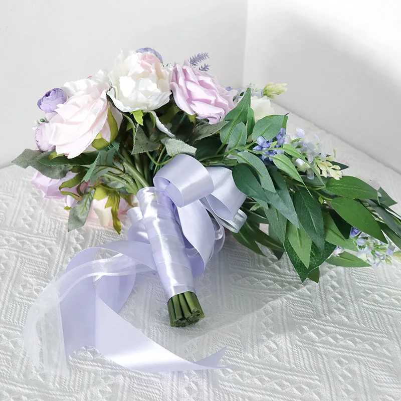 Bulk Cascading Peony Pink and Purple Lilac Wedding Bouquet Wholesale