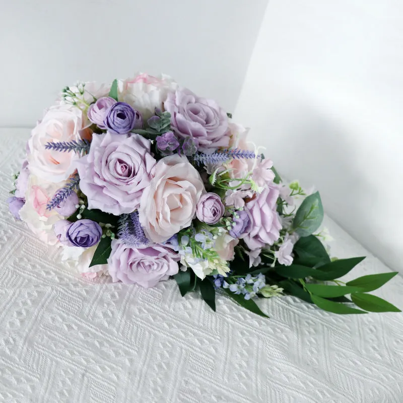 Bulk Cascading Peony Pink and Purple Lilac Wedding Bouquet Wholesale