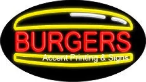 Burgers Flashing Handcrafted Real GlassTube Neon Sign