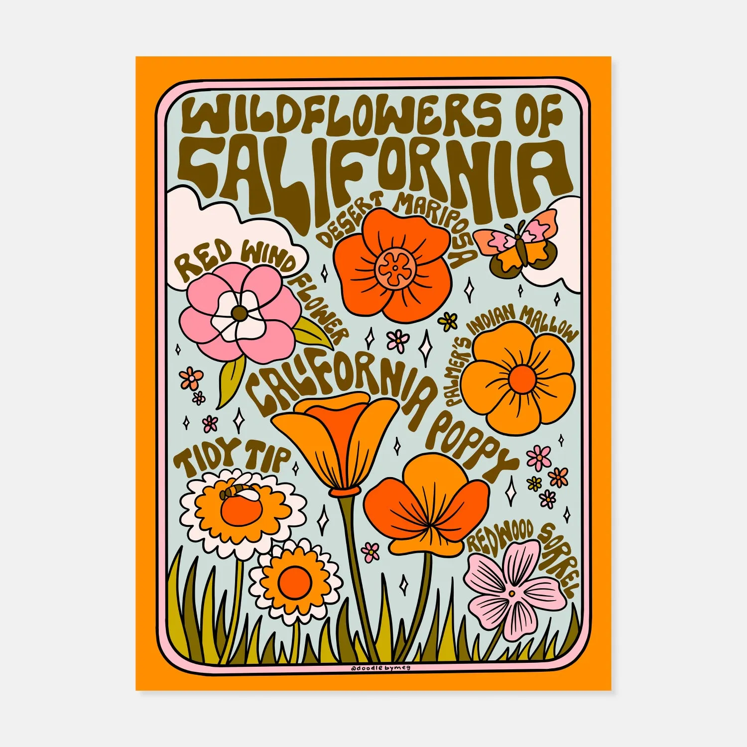 California Wildflowers Print by Doodle by Meg