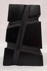 Candle Holder - Wooden Rustic w/Steel Top (8 x 8 x 12cm)
