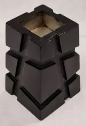 Candle Holder - Wooden Rustic w/Steel Top (8 x 8 x 12cm)