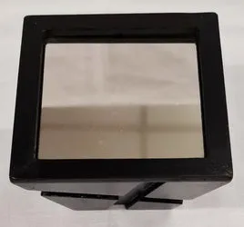 Candle Stand - Wooden Rustic w/Plexiglass Mirror (6 x 6 x 8cm)
