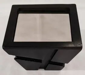 Candle Stand - Wooden Rustic w/Plexiglass Mirror (6 x 6 x 8cm)