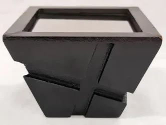 Candle Stand - Wooden Rustic w/Plexiglass Mirror (6 x 6 x 8cm)