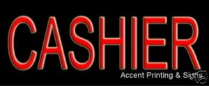 Cashier Neon Sign (Glass Tubing)