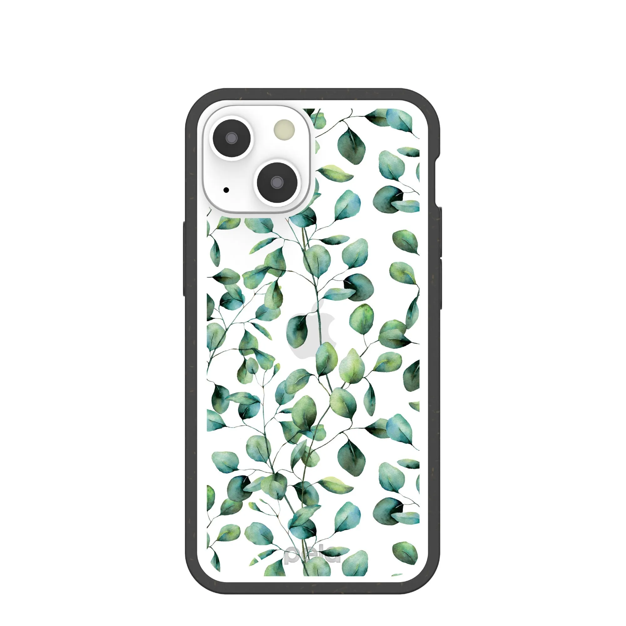 Clear Eucalyptus iPhone 13 Mini Case With Black Ridge