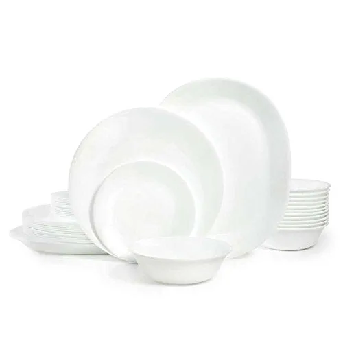 Corelle®| Winter Frost White 38pc Dinnerware Set | Service for 12 | Classic White |Easy-to-Clean | Triple-layer strong glass resistant to chips and cracks |Made in USA