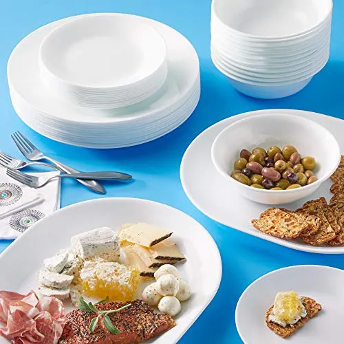 Corelle®| Winter Frost White 38pc Dinnerware Set | Service for 12 | Classic White |Easy-to-Clean | Triple-layer strong glass resistant to chips and cracks |Made in USA