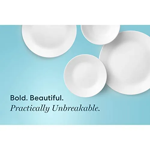 Corelle®| Winter Frost White 38pc Dinnerware Set | Service for 12 | Classic White |Easy-to-Clean | Triple-layer strong glass resistant to chips and cracks |Made in USA