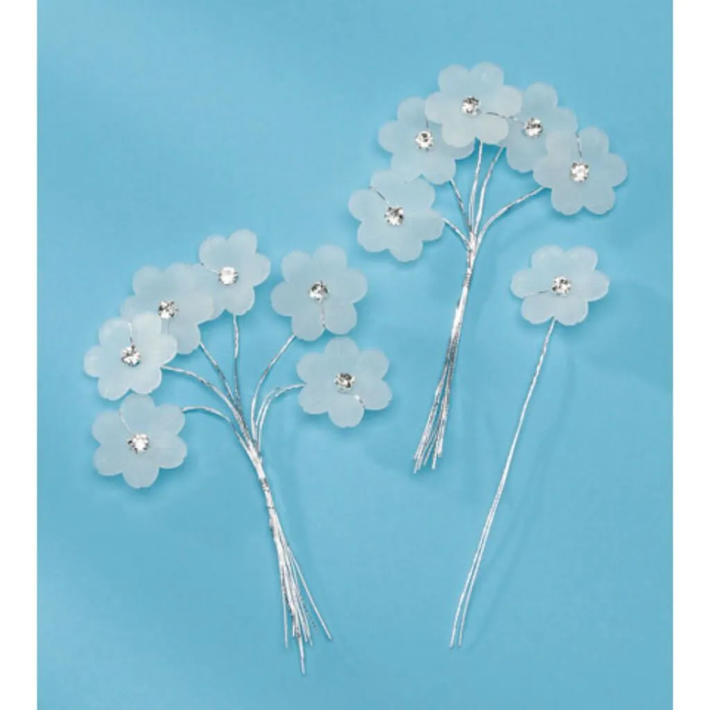 David Tutera Flower Picks Frosted Rhinestone Flowers 12 pieces