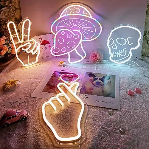 DIVATLA Mushroom Neon Sign with 3D Art,Powed by USB Neon Mushroom Sign. Colorful Neon Sign Mushroom with Dimmable Switch (mushroom)