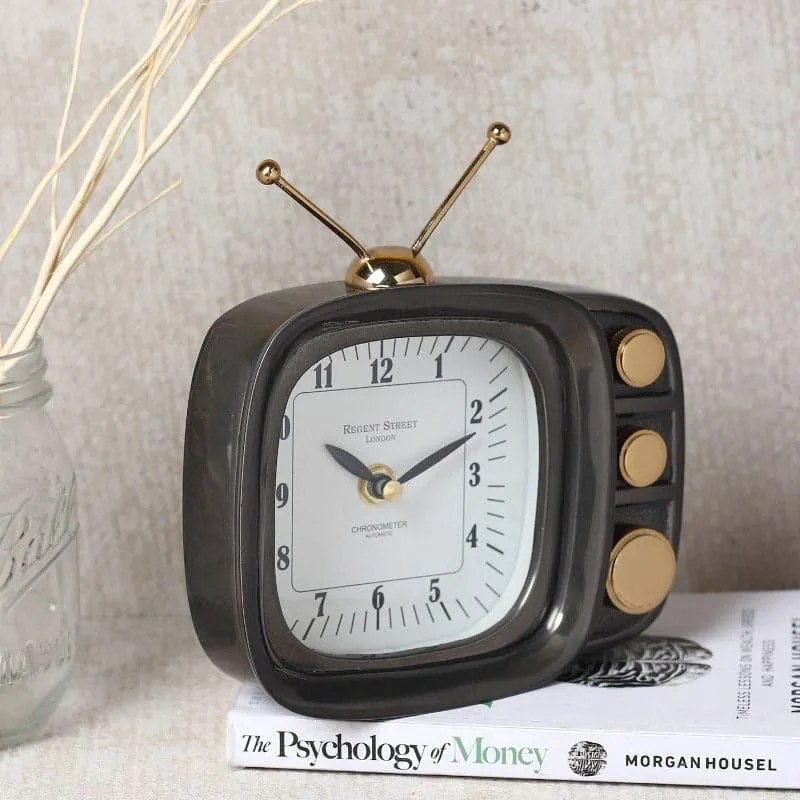 Dura Vintage TV Table Clock - Black