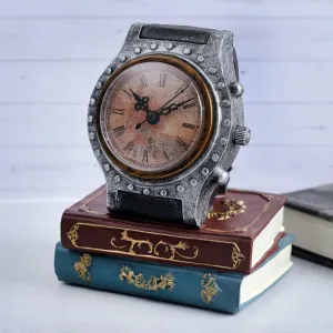 Elegant Brown Clock & Books Tabletop Showpiece | 5 x 4 x 7 inches
