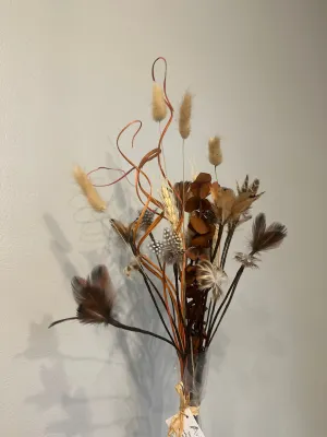 Fall Pheasant   Mallard Duck   Guinea Fowl Feather Floral Bouquet