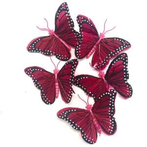 Feather Butterflies Style 4 MINI 5 Pack - Blood Red