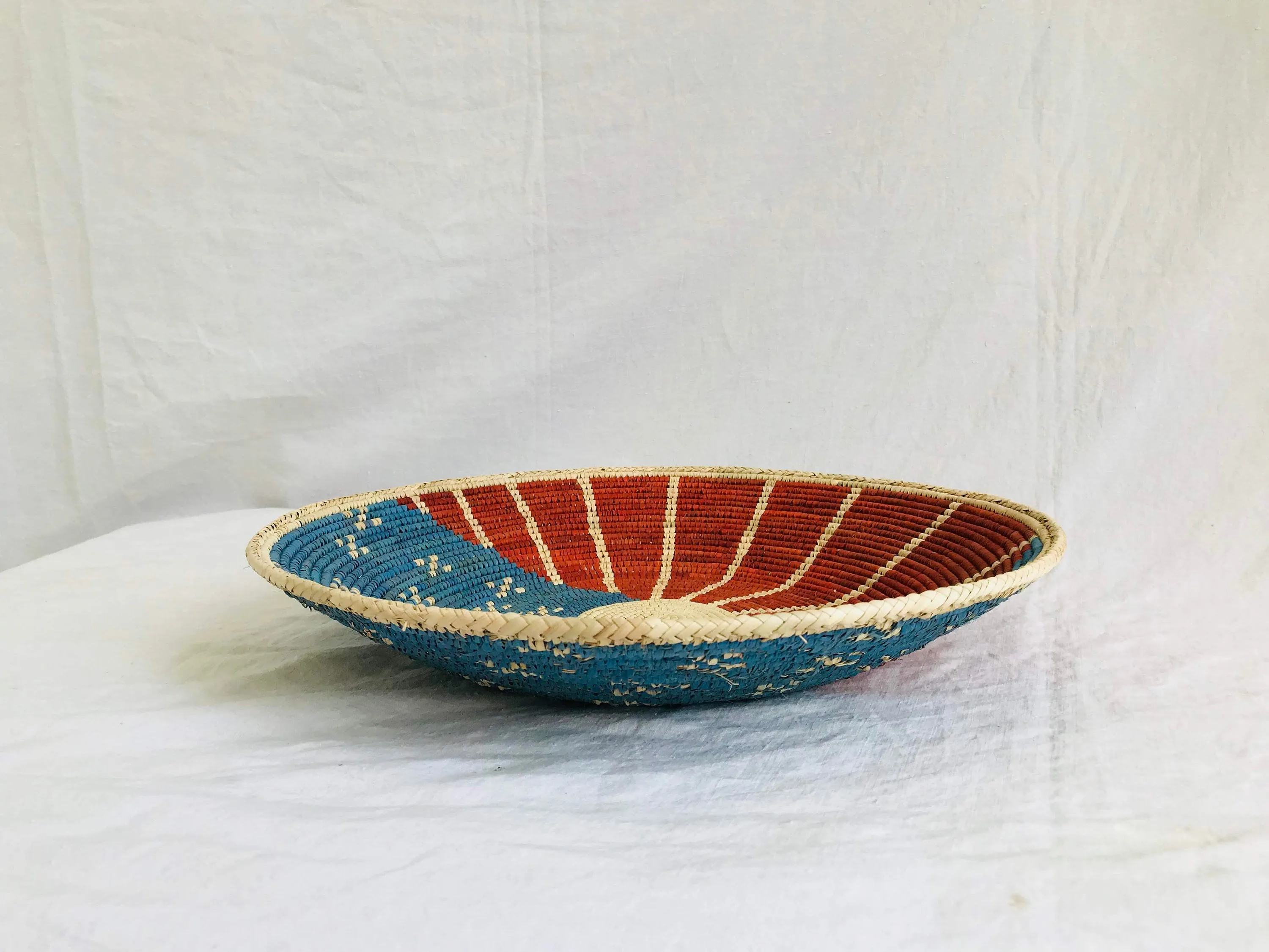 Fine Kuchi Tribal Round Flat Basket. July 4th