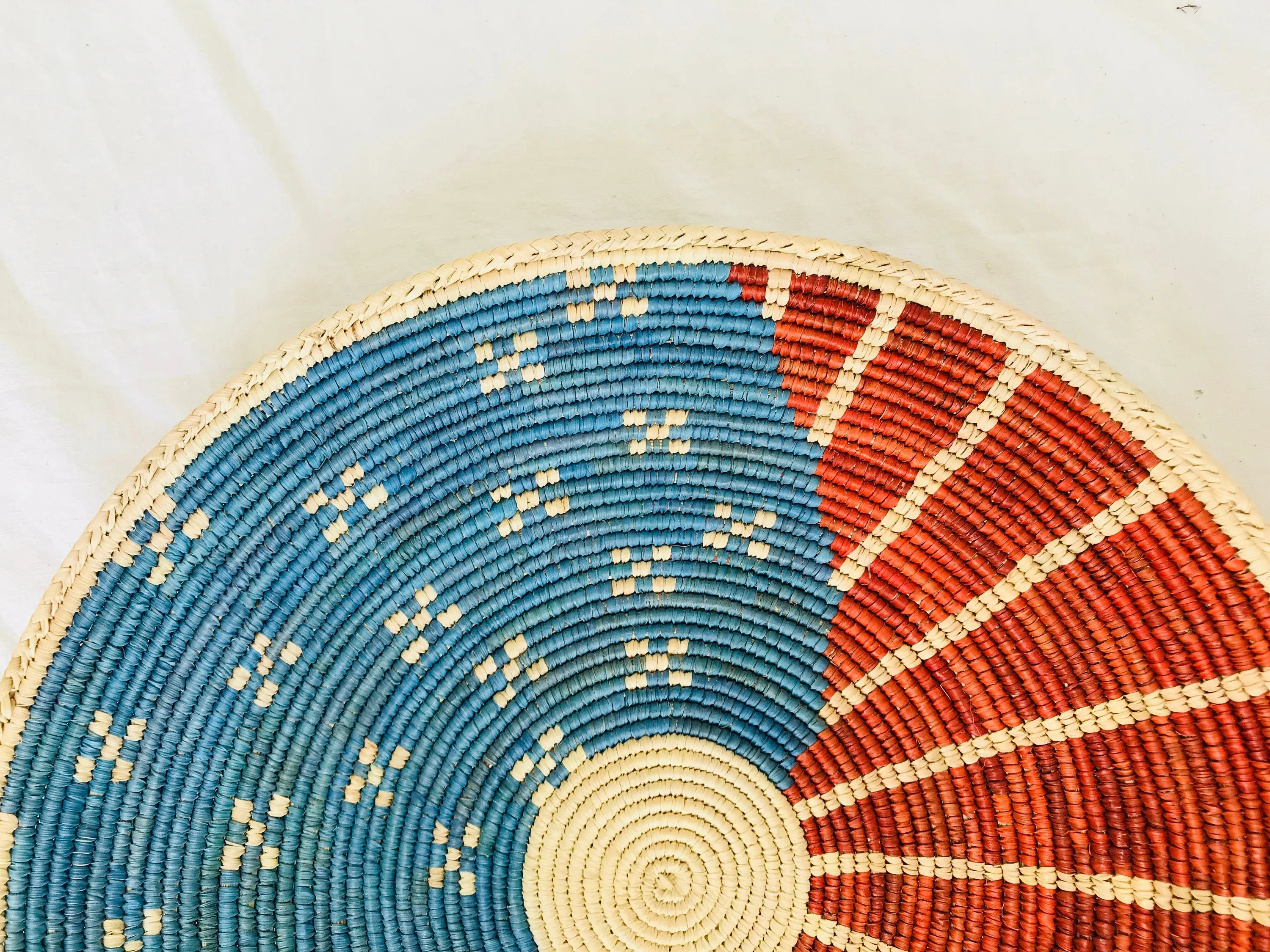 Fine Kuchi Tribal Round Flat Basket. July 4th