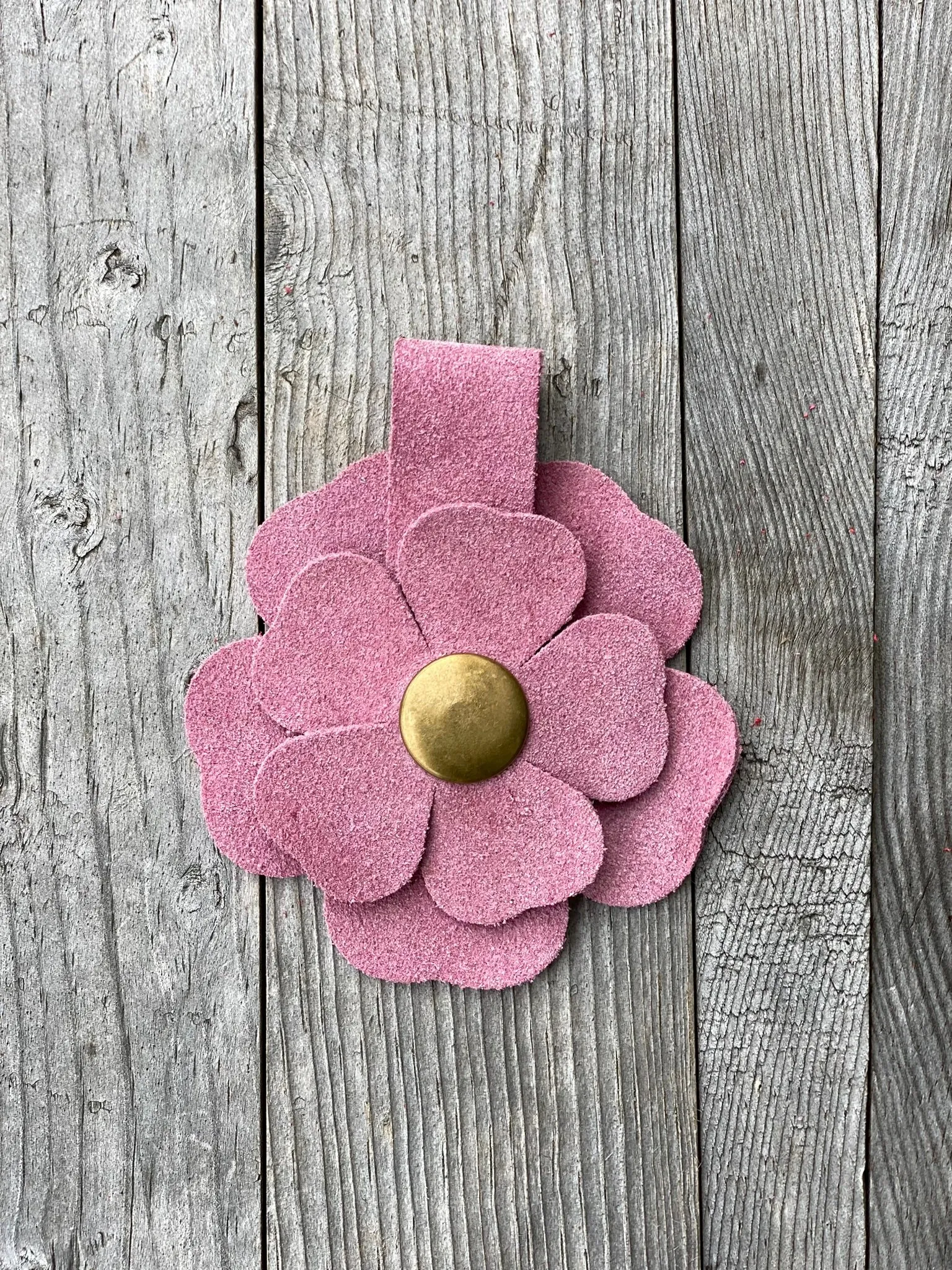 Flower Power Snap on Leather Suede Purse Charm