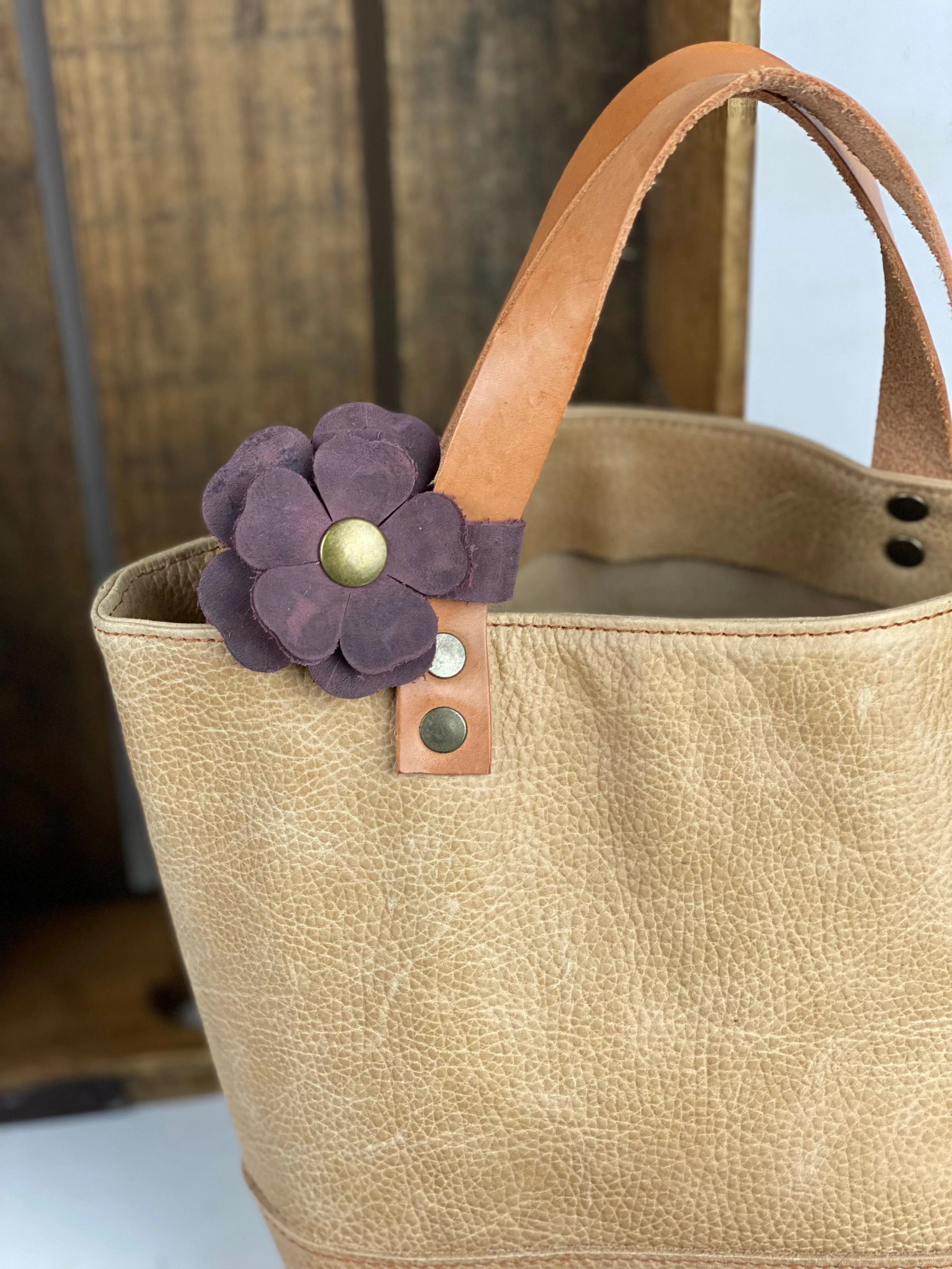 Flower Power Snap on Leather Suede Purse Charm