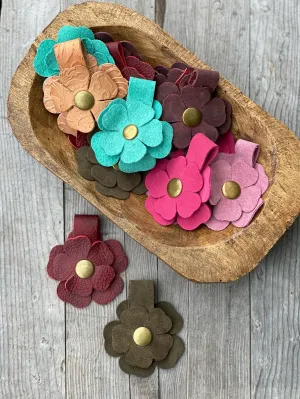 Flower Power Snap on Leather Suede Purse Charm