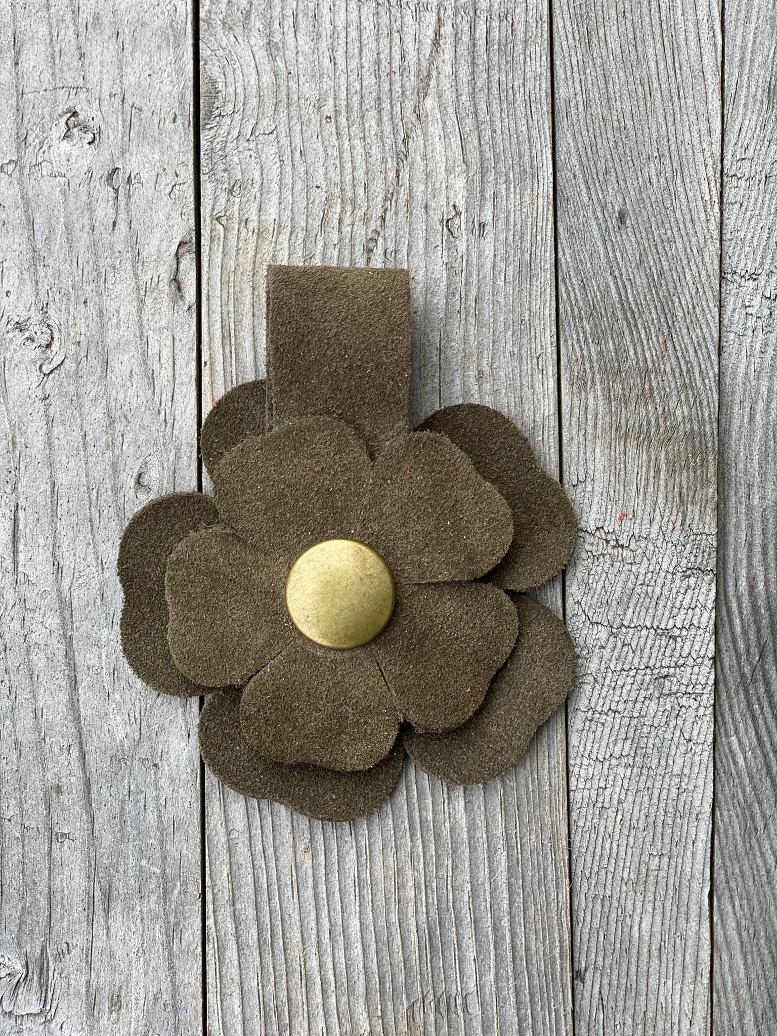 Flower Power Snap on Leather Suede Purse Charm