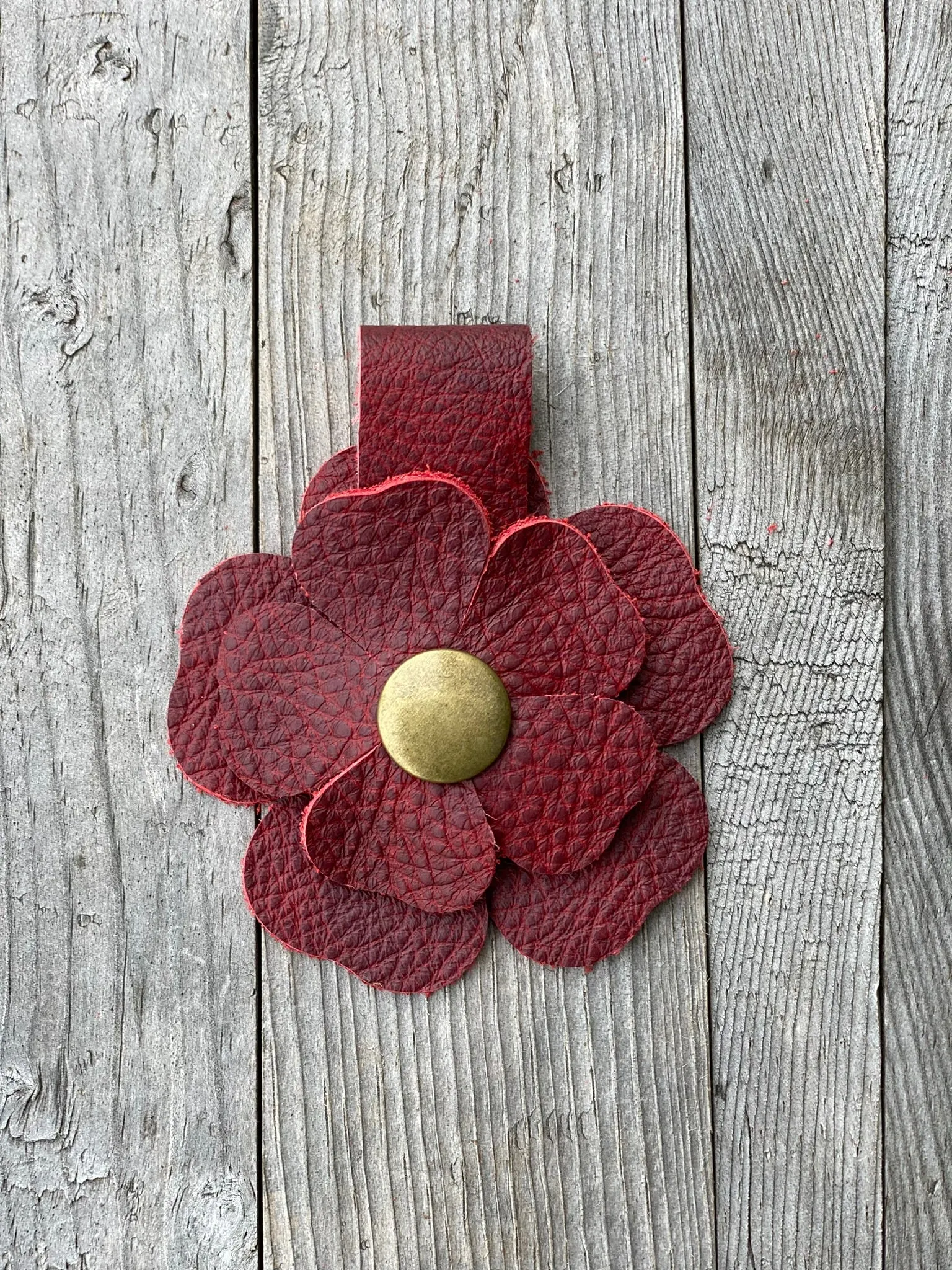 Flower Power Snap on Leather Suede Purse Charm