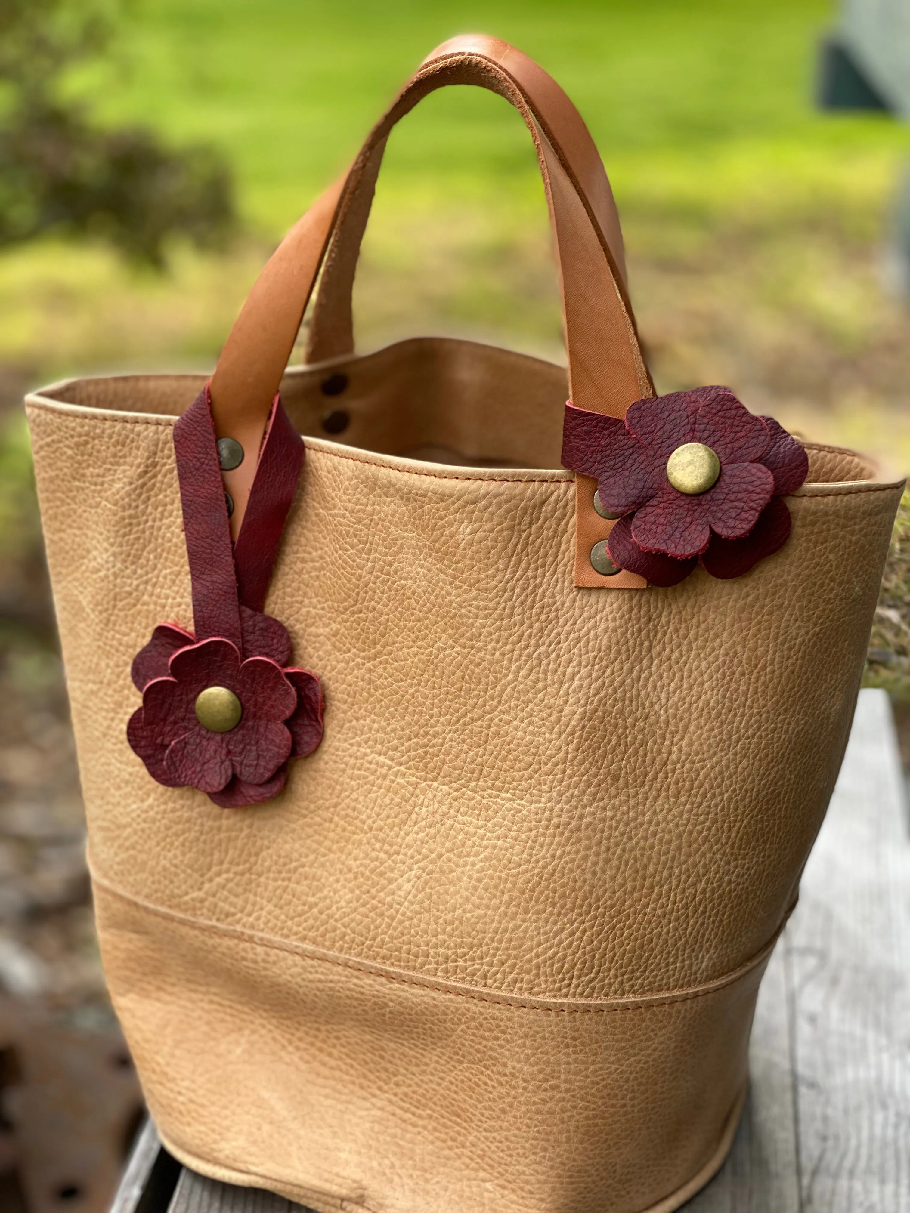 Flower Power Snap on Leather Suede Purse Charm