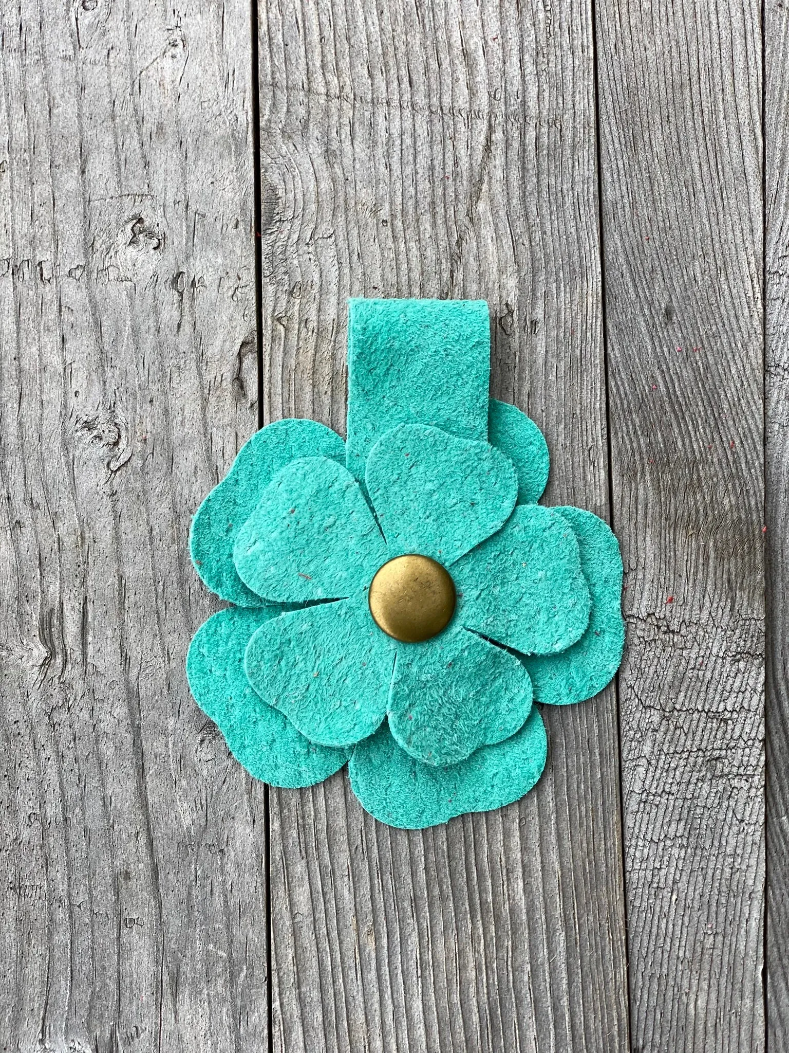 Flower Power Snap on Leather Suede Purse Charm