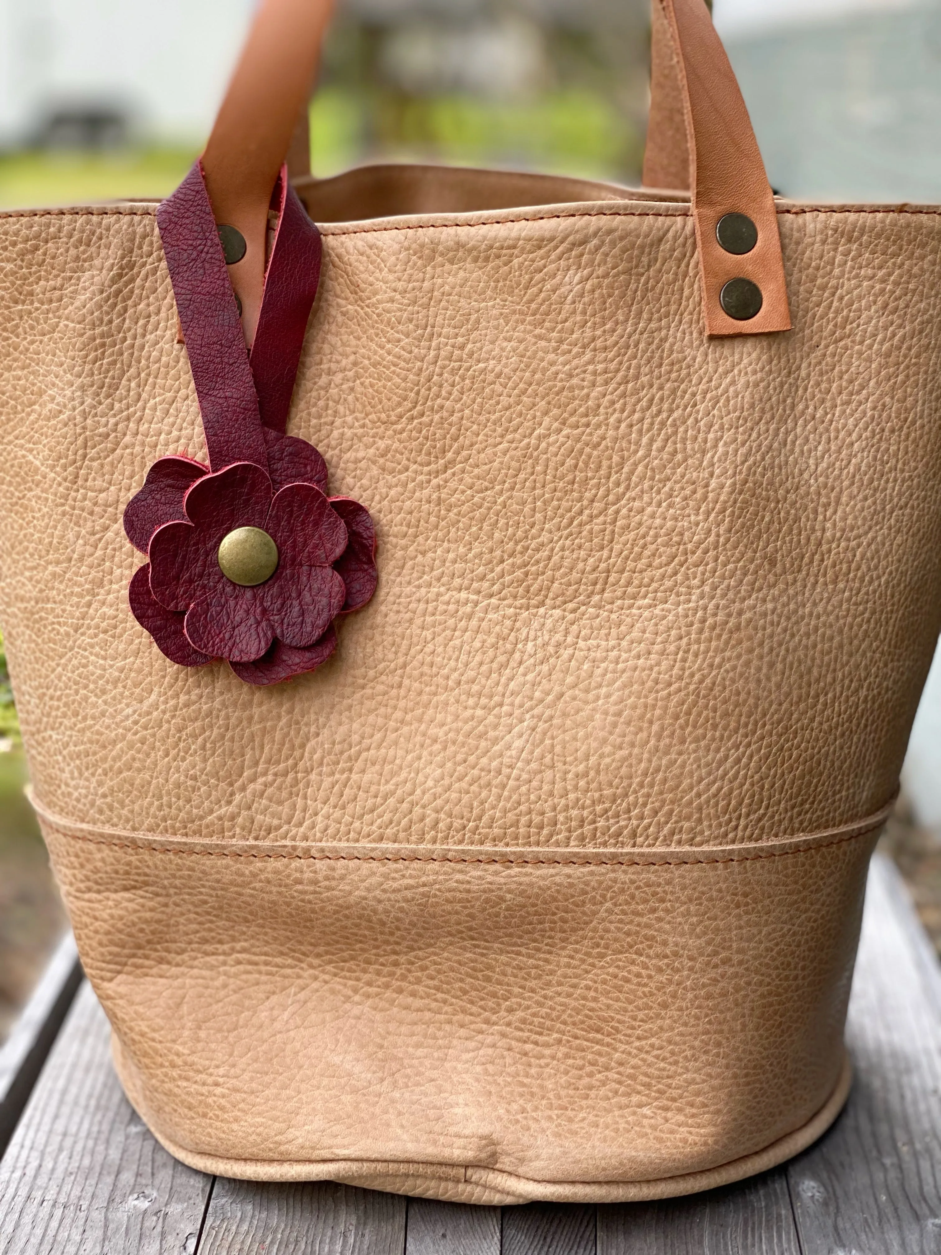 Flower Power Snap on Leather Suede Purse Charm