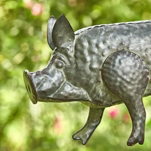 Galvanized Pig Bird House Patio Decor