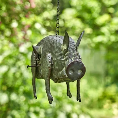 Galvanized Pig Bird House Patio Decor