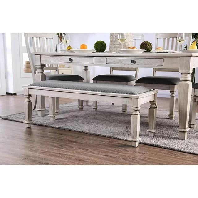 Georgia Antique White/Gray Bench