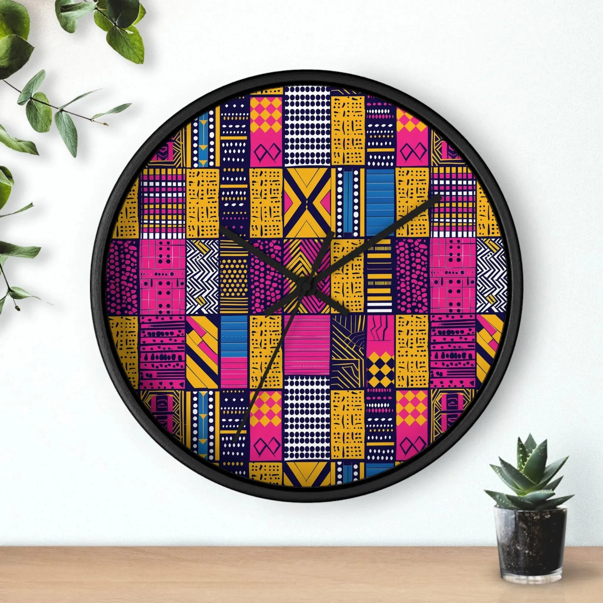 Ghanaian Kente Cloth Wall Clock