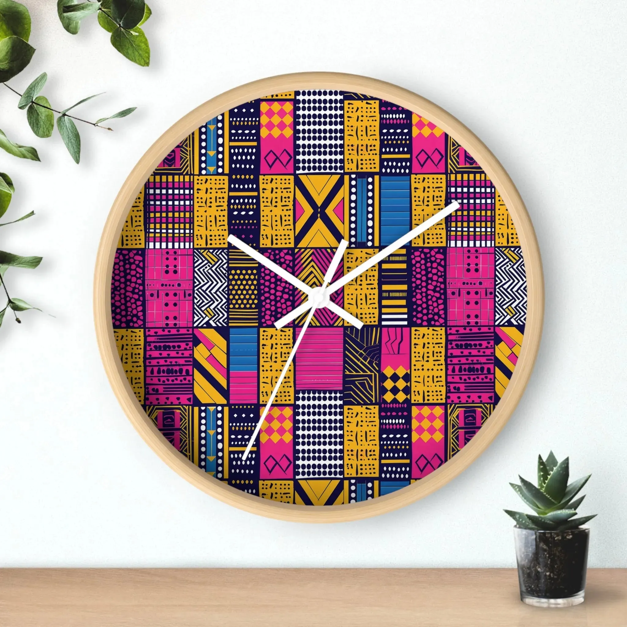 Ghanaian Kente Cloth Wall Clock