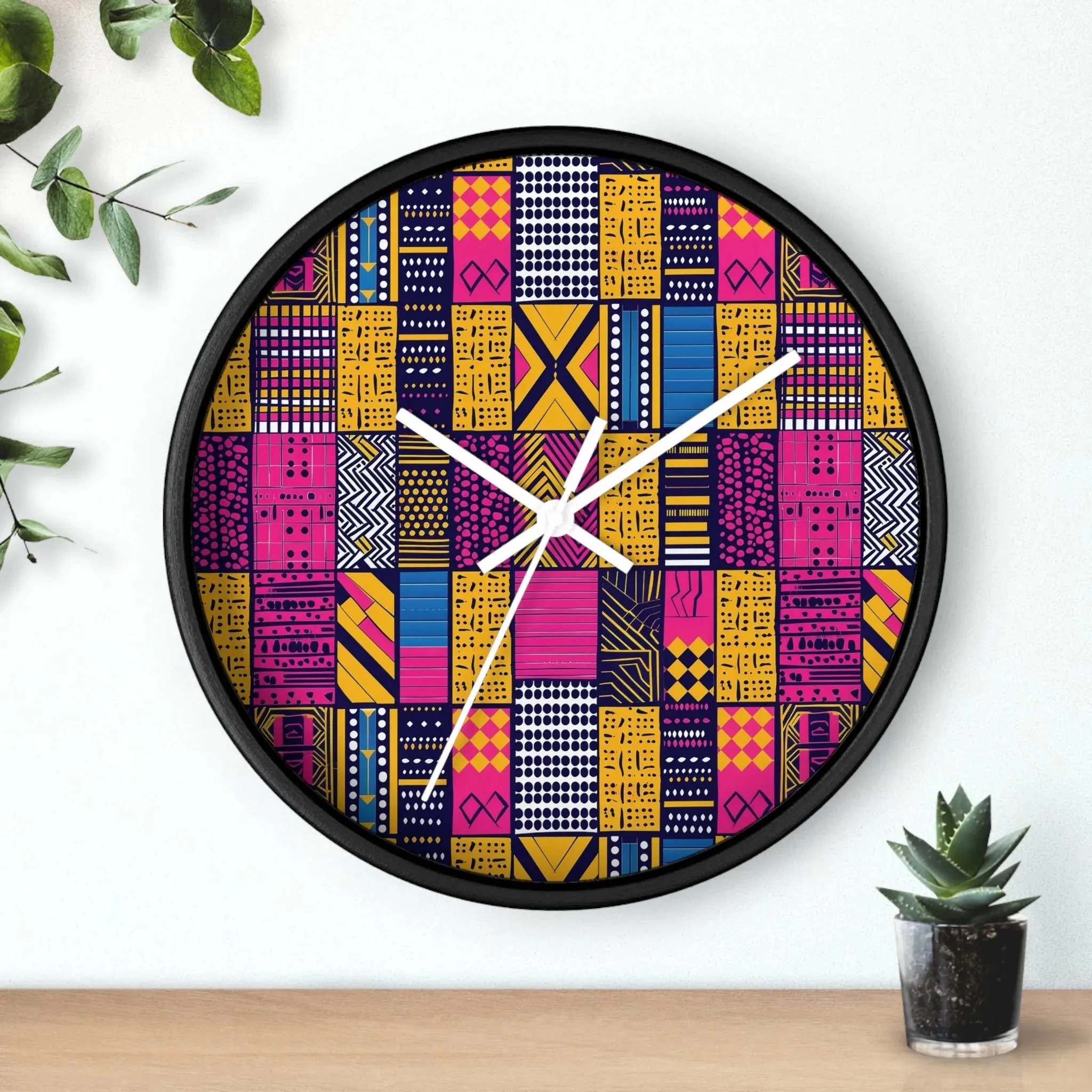 Ghanaian Kente Cloth Wall Clock