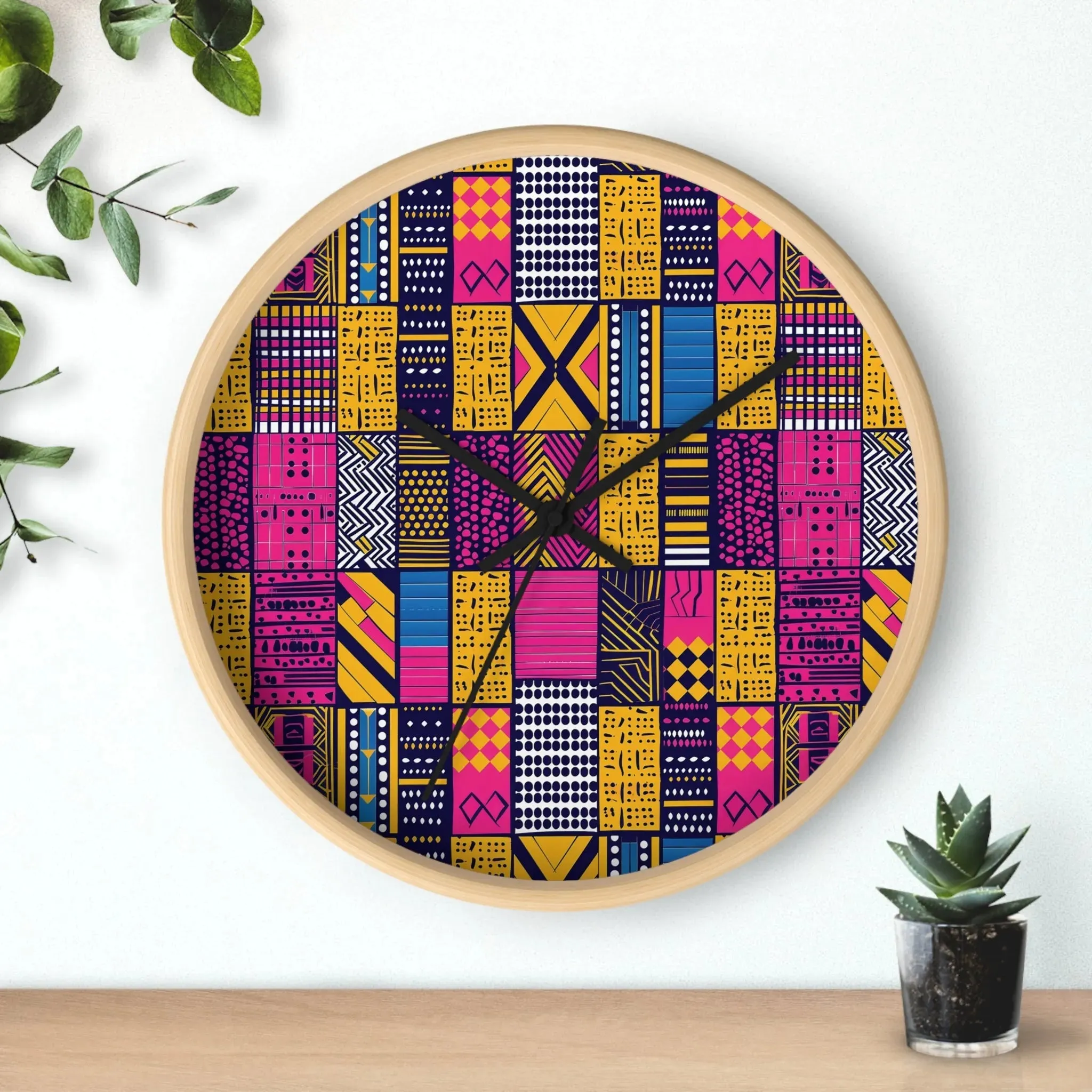 Ghanaian Kente Cloth Wall Clock