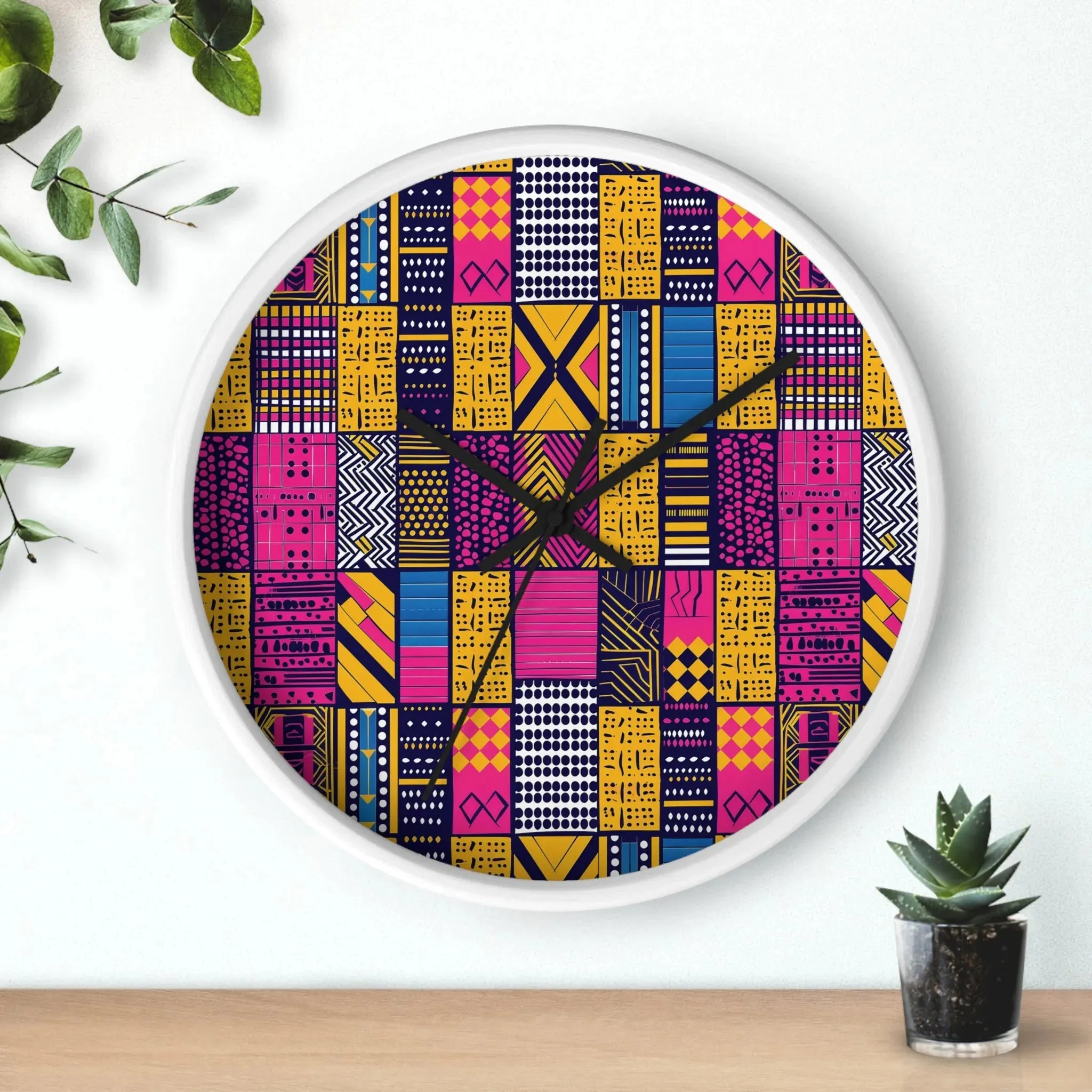 Ghanaian Kente Cloth Wall Clock