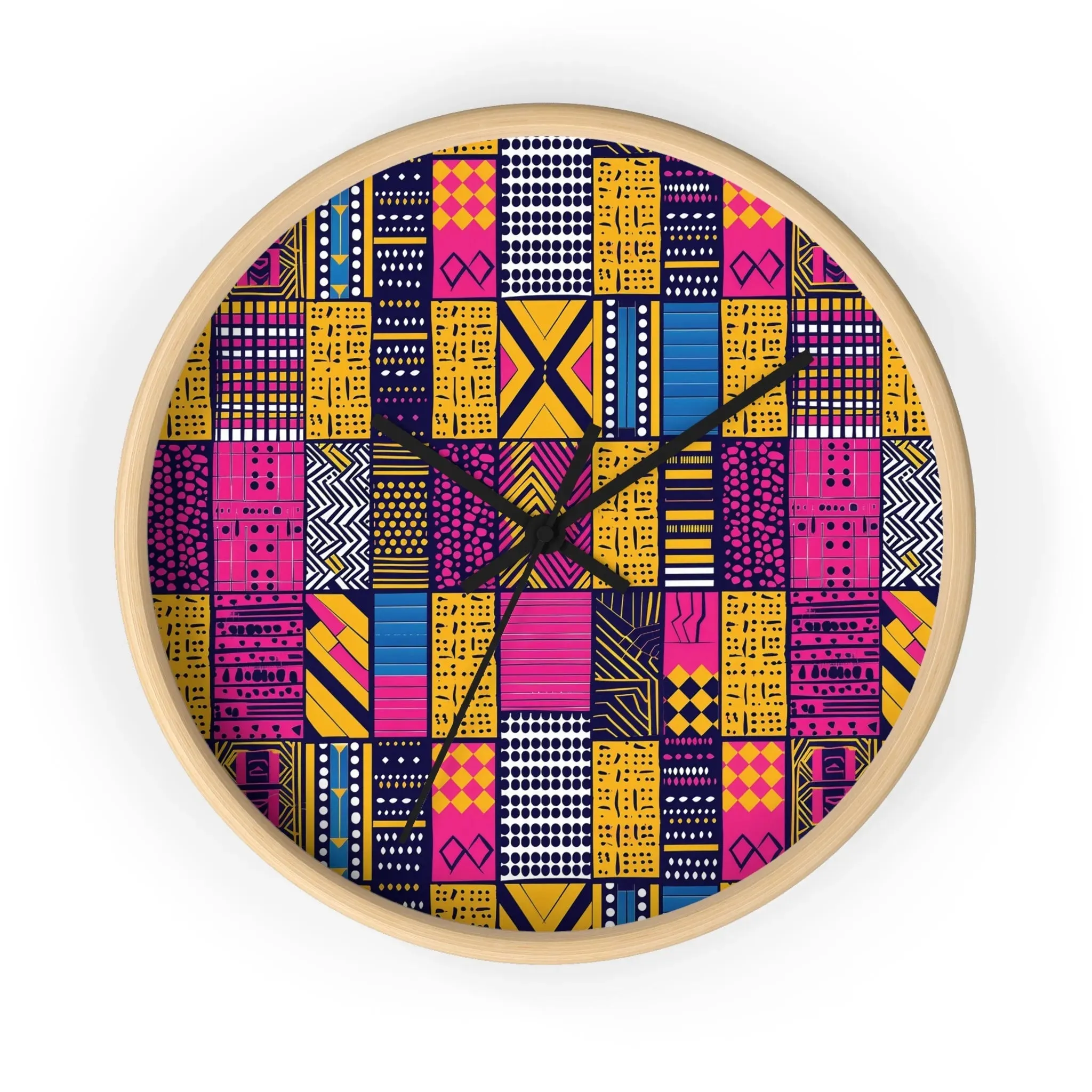 Ghanaian Kente Cloth Wall Clock
