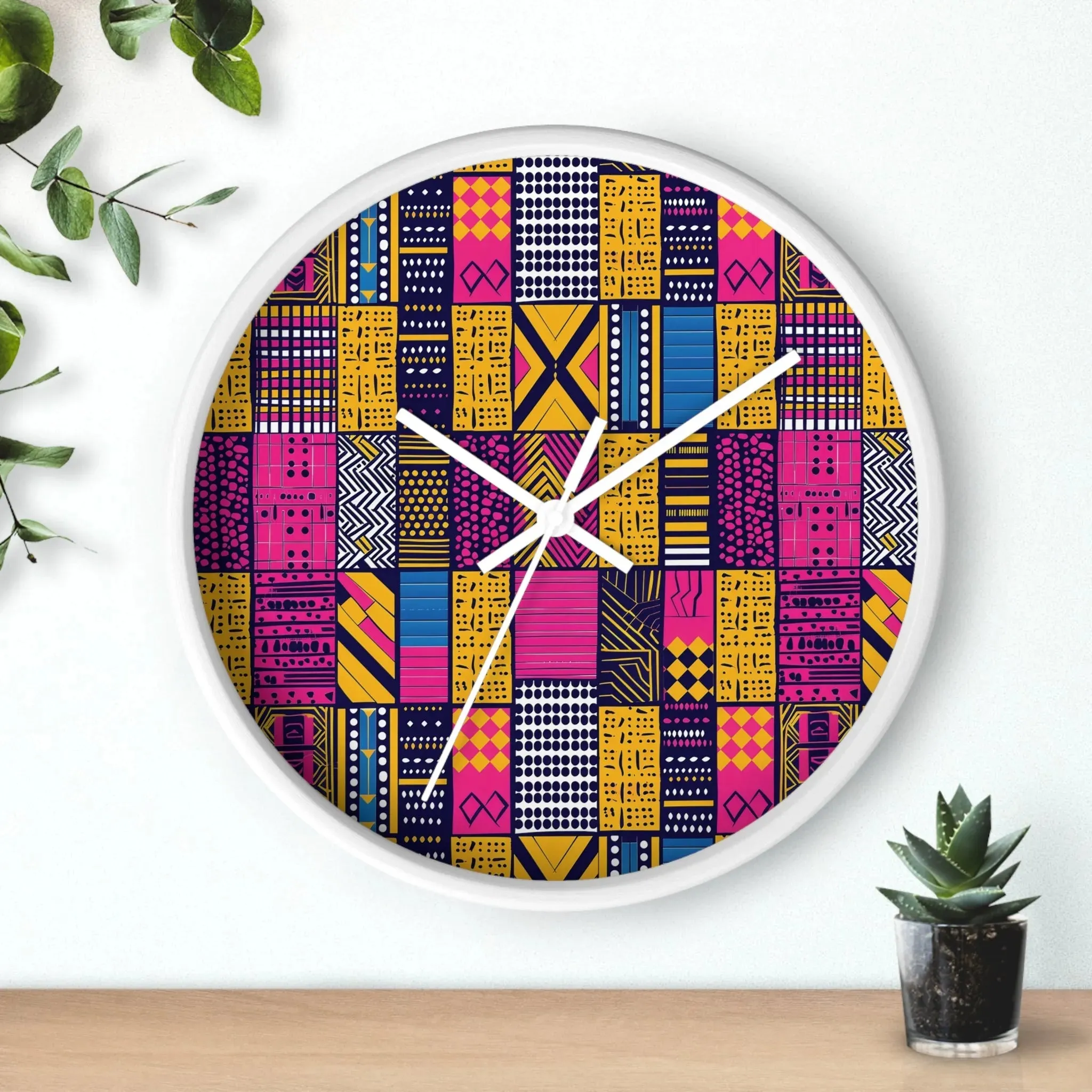 Ghanaian Kente Cloth Wall Clock