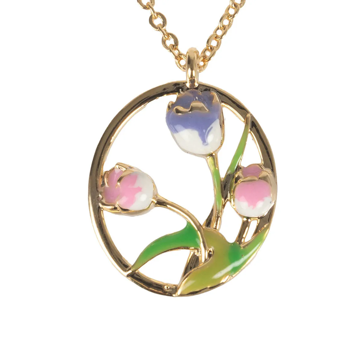 Gold and Enamel Birth Flower Necklace
