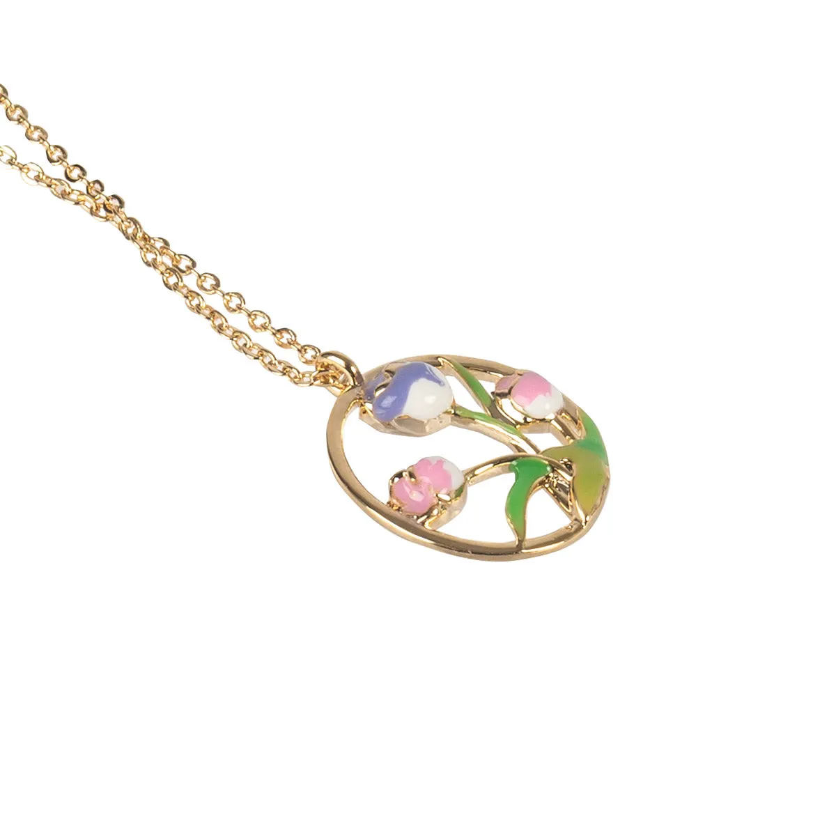 Gold and Enamel Birth Flower Necklace