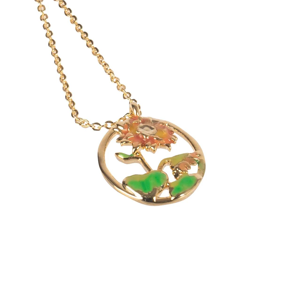Gold and Enamel Birth Flower Necklace