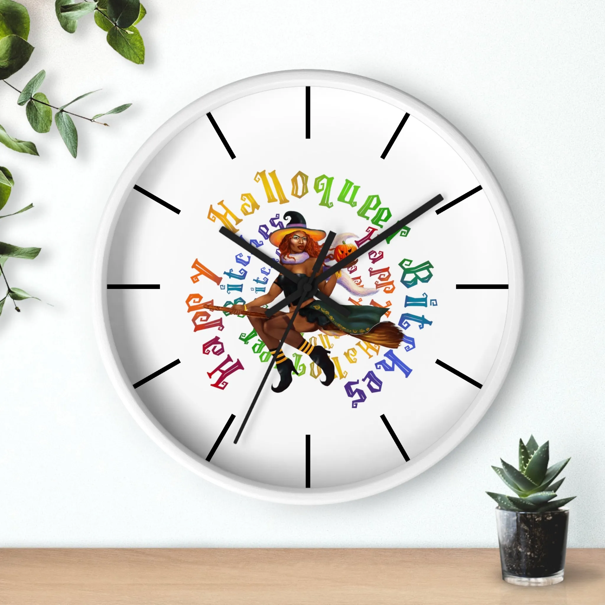 Halloween Wall Clock - Happy HallowQueer Bitches Black