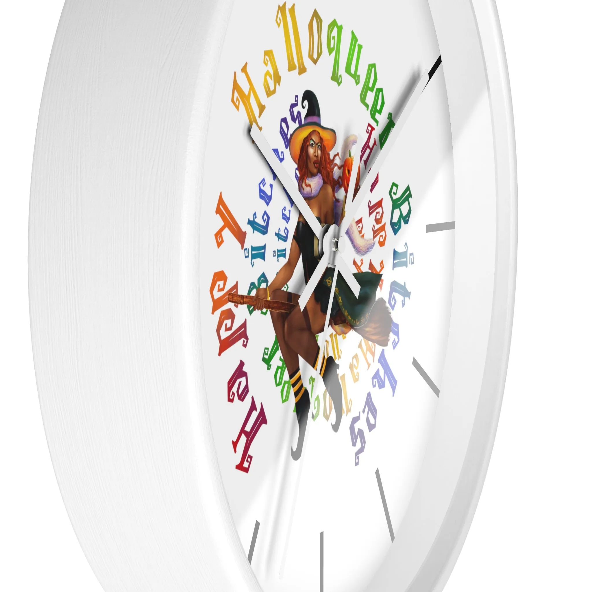 Halloween Wall Clock - Happy HallowQueer Bitches Black