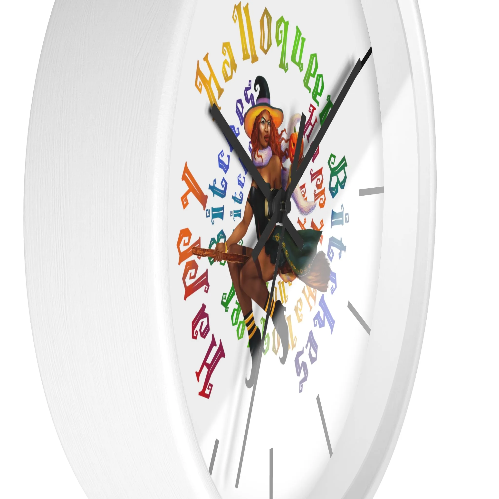 Halloween Wall Clock - Happy HallowQueer Bitches Black