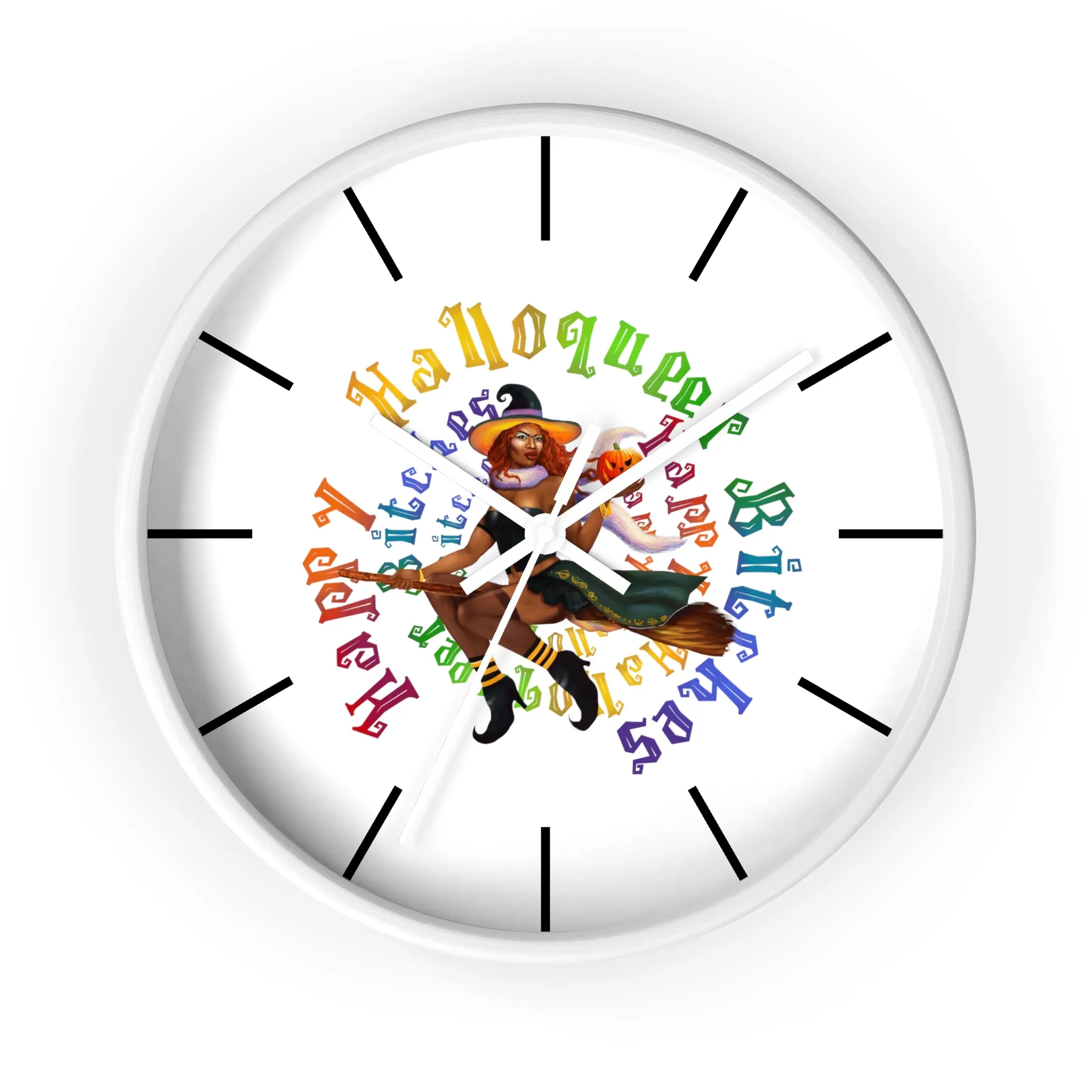 Halloween Wall Clock - Happy HallowQueer Bitches Black